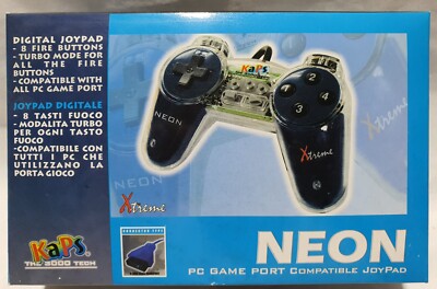 RETRO XTREME KAPS THE 3000 TECH NEON PC GAME PORT COMPATIBLE JOYPAD BLACK NEW