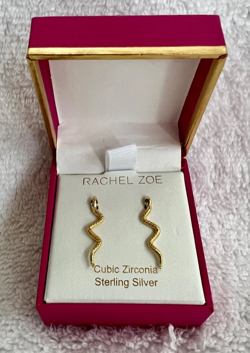 NEW RACHEL ZOE sterling silver cubic zirconia Snake Earrings 925 with box