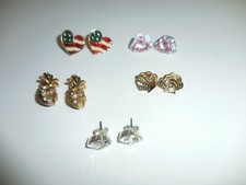 Vintage Avon Push Back Earrings – Pineapple, USA Heart, Seashell, Marquise