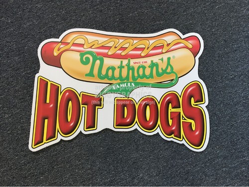 AUCTION IS FOR TWO SAME SIZE NATHANS HOT DOGS CORRUGATED PLASTIC SIGNS - Picture 1 of 6