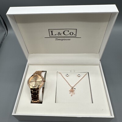 L TimePieces! Womens Jewelry Gift Set Piece Earrings, Watch,  Necklace