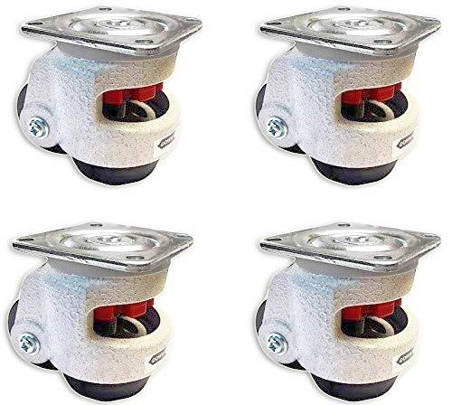 CASTERHQ - Heavy Duty Retractable Leveling Machine Casters - 4 Pack Swivel Set