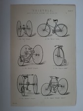 Antique Print 1870 Tricycle Engraving Otto Rover Apollo King of Clubs