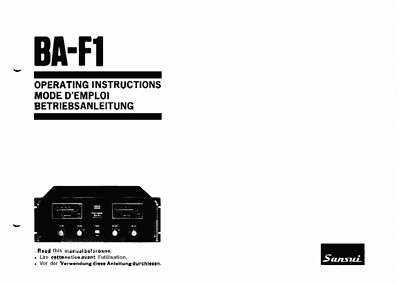 Bedienungsanleitung-Operating Instructions für Sansui BA-F1 