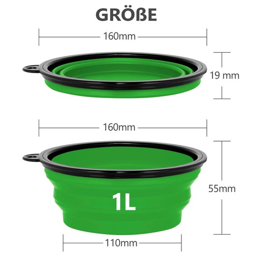 1000ml Comedero para Perro Viajes Agua Cuenco Animal Salir Plegable Plástico - Imagen 2 de 6