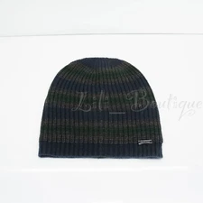 No Tag Michael Kors Men Knit Acrylic Beanie Hat Ski Cap Striped Navy Green Grey