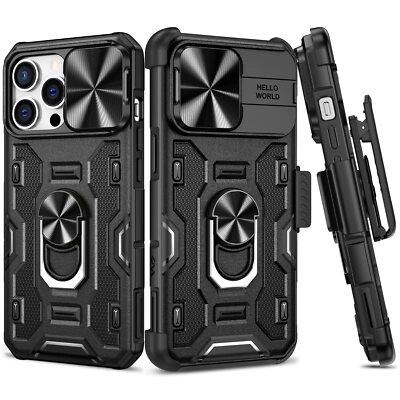 VEGO Armor Case for iPhone 14 Pro Max 5G 2022, Slide Camera Cover & Belt Clip...