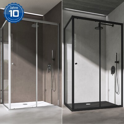 Duschabtrennung 120x90 Duschkabine Schiebetür Rechteckig 6mm ESG Glas mit Nano