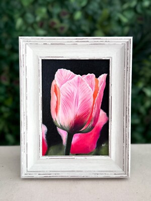 Tulpe Ölgemälde - GERAHMT Original Blumenverkauf Blumendeko Realismus Fine Art Sale