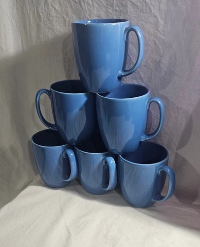 Corelle Stoneware Coffee Cup 6 Blue  12 oz Capacity Made In Thailand 