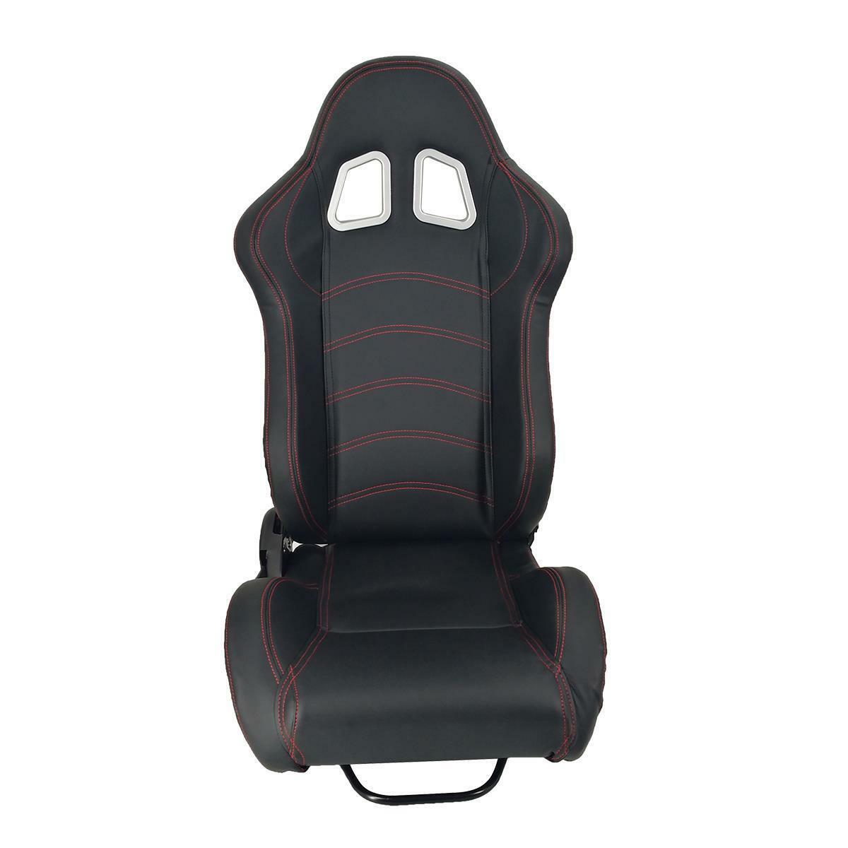 2pcs Universal Black Car Racing Seats Suede Leather Reclinable Bucket w