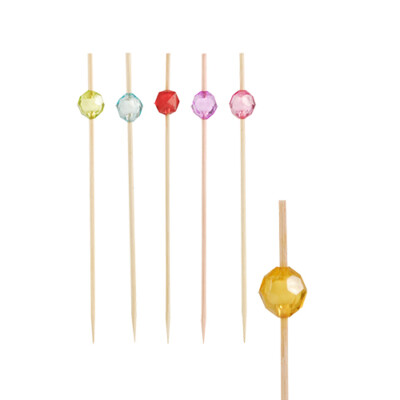 600 Bambus Fingerfood Spieße 12 cm farbig sortiert ''Pearl'' Party Papstar