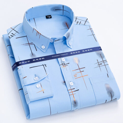 Men's Dress Shirts Long Sleeves Business Botton Down Non Iron Casual Shirts Tops - Afbeelding 1 van 21