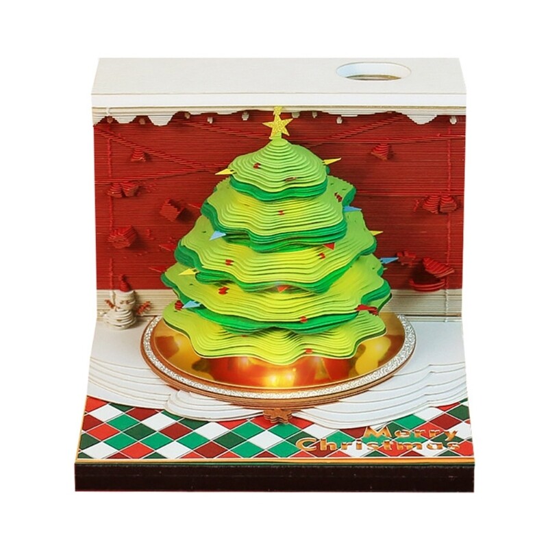 Christmas Theme Carving Art Notepads Table Ornament 3D Paper Sculpture Note Pad