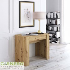 Tavolo consolle allungabile rovere rustico 10 posti design salvaspazio VIRGINIA