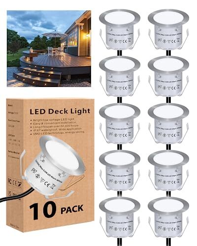 HIBOITEC - 10 luci per decking a LED per illuminazione da esterno, (C4K)