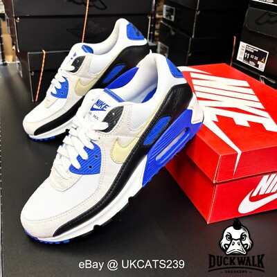 Nike Air Max 90 Shoes White Racer Blue Black HF3449-100 Men's Multi Sizes NEW