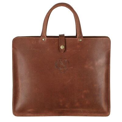 Genuine leather Laptop Briefcases Slim Computer Bag Zipper Closure Business Bag