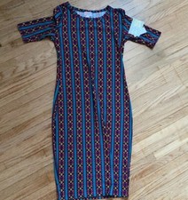 NWT LuLaRoe Julia Dress Womens XXS Geometric Print Knee Length Short Sleeve