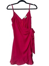 Show Me Your Mumu Womens Size Small Say Jay Ruffle Dress Hot Pink Faux Wrap Mini