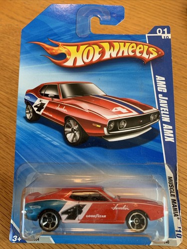 2010 Hot Wheels Muscle Mania #79 1971 AMC Javelin AMX Red White Blue 1/10