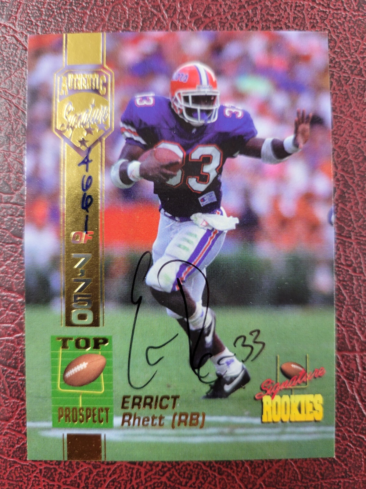 Eric Rhett Signature Errict Rhett 1994 SIGNATURE ROOKIES AUTHENTIC AUTO #D 4661/7750 FLORIDA ...