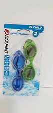Dolfino Child Swim Goggles Pack 2 Blue Green Tinted Lenses Impact Resistant