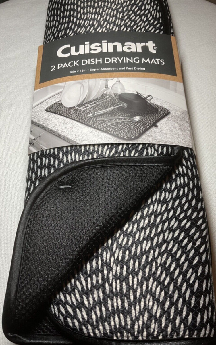 CUISINART KITCHEN DRYING MATS (2) BLACK WHITE 16 X 18 NIP