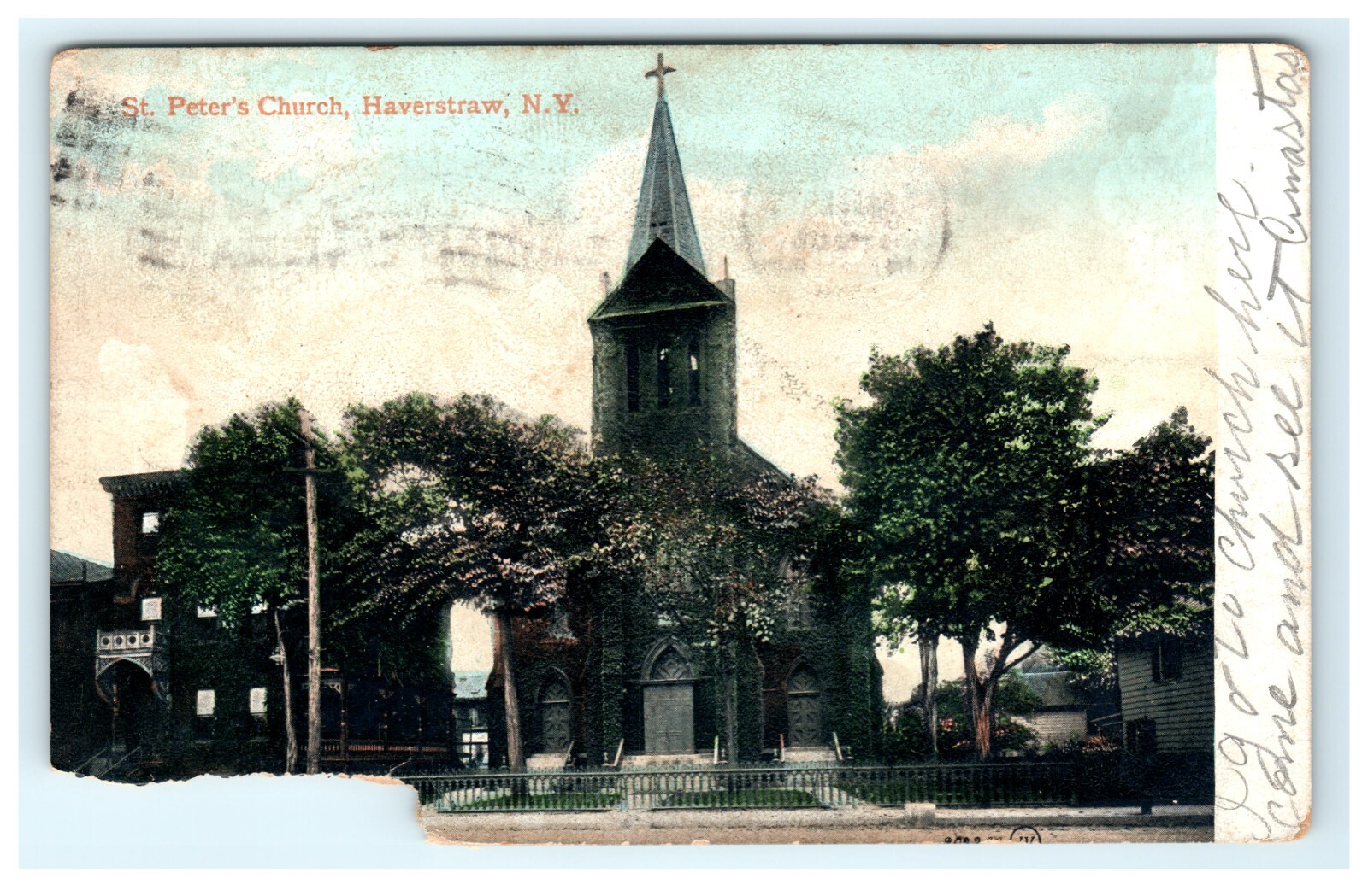 1907 St. Peter's Church Haverstraw NY New York Posted Damaged / Torn