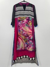 Zola Long Maxi Dress Women's Medium Multicolor Embroidered Preppy Party/Cocktail