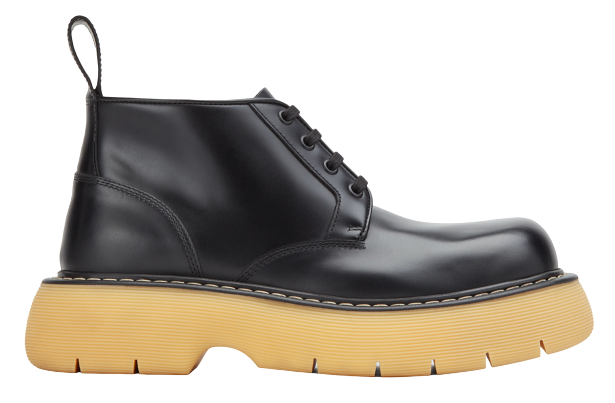 Bottega Veneta Swell Black Leather Rubber Lug Sole Lace Up Bottega Veneta Swell Black Leather Rubber Lug Sole Lace Up