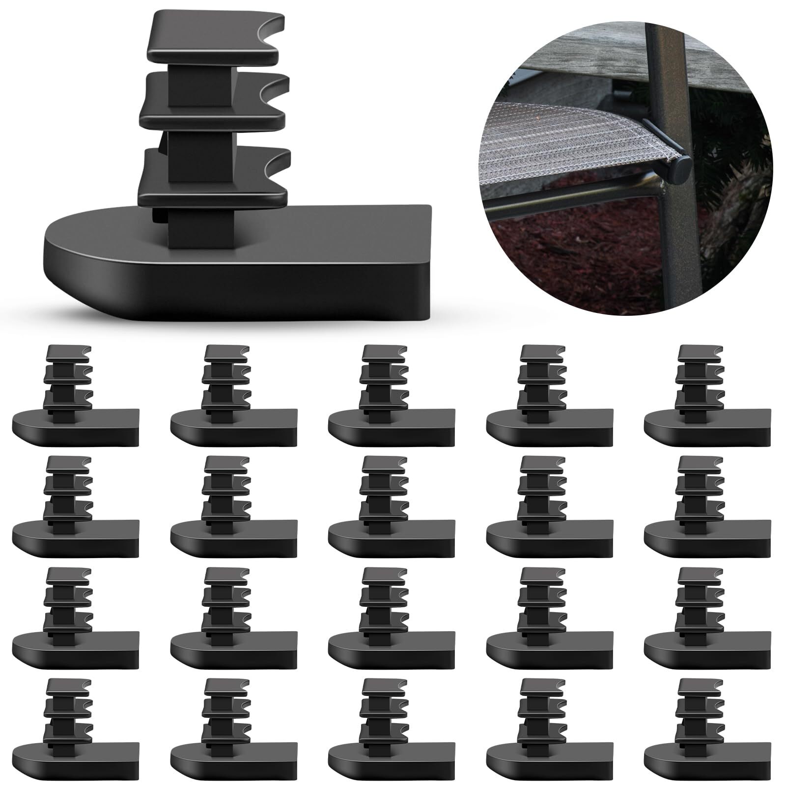 Barydat 30 Pcs Sling Rail End Caps Patio Furniture Slings Oval Sling