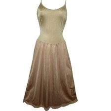 Vintage 60s Berlei Full Length Dress Slip Womens S Beige Stretch Nylon Union Tag
