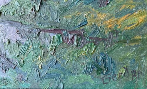 Original Painting Art Vintage Evening Landscape River Nature Home Decor Collect - Picture 8 of 10