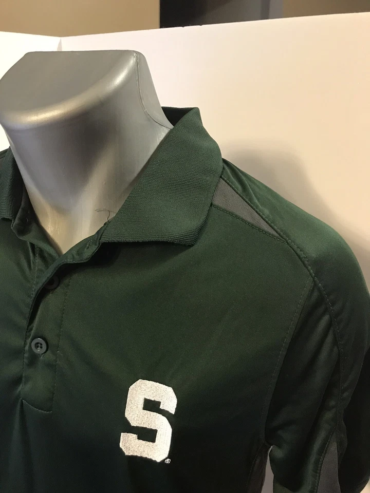 Michigan State University Spartans Polo Golf Shirt Men's Small Green Polyester - Image 2 of 4