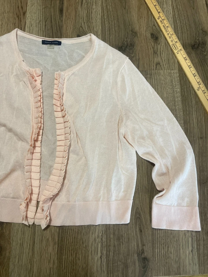 Suéter Tommy Hilfiger, Para Mujer Talla Mediana, Cárdigan Abierto, Manga 3/4 Foto 3 de 4