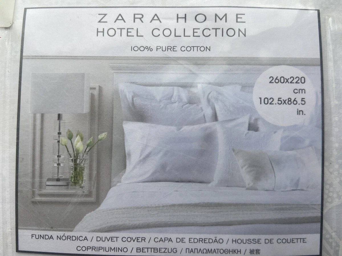 Zara Home King Duvet Cover Cotton Satin White W/Hidden Flowers Nwt Italy  A1G | Ebay