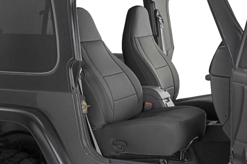 Juego completo de fundas de asiento negro para Jeep Wrangler TJ Sahara 97-02 4x4 - Imagen 2 de 14