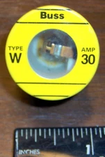 1 BUSS Type W 30 amp FUSE Fast Acting Edison Base screw in Yellow BUSSMANN