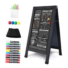 Solid Wood A-Frame Chalkboard - 40" x 20" Magnetic Sandwich Black 20"x40"