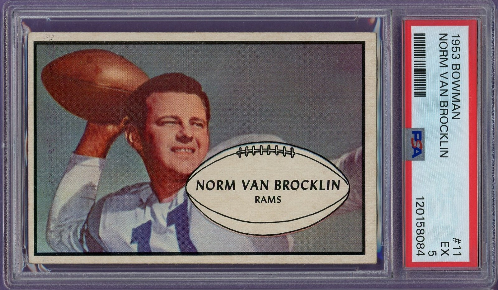 Norm Van Brocklin #11 Football Cards 1953 Bowman trading card — raw and PSA graded price guide