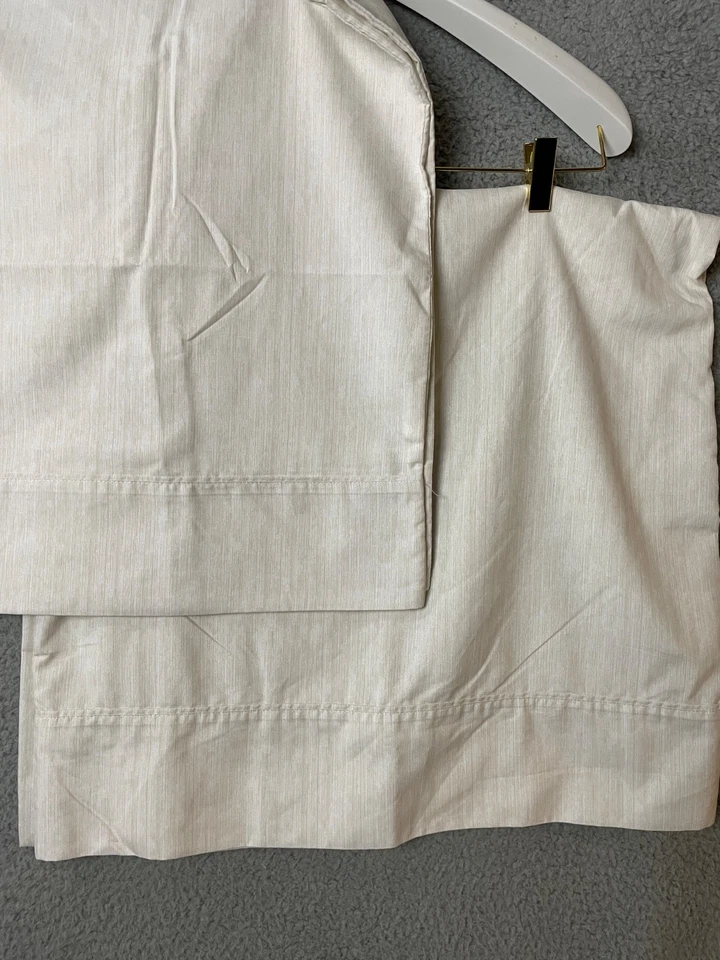 Charisma 2 King Pillowcases White Beige Muted Stripes Soft 100% Poly Microfiber - Image 2 of 4