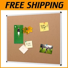 Stylish Cork Board 48x24 - Silver Aluminium Frame