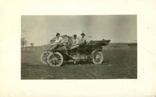 Maxwell mail car (possibly) open top Postcard Antique c1909 Smoking Pipes RPPC N
