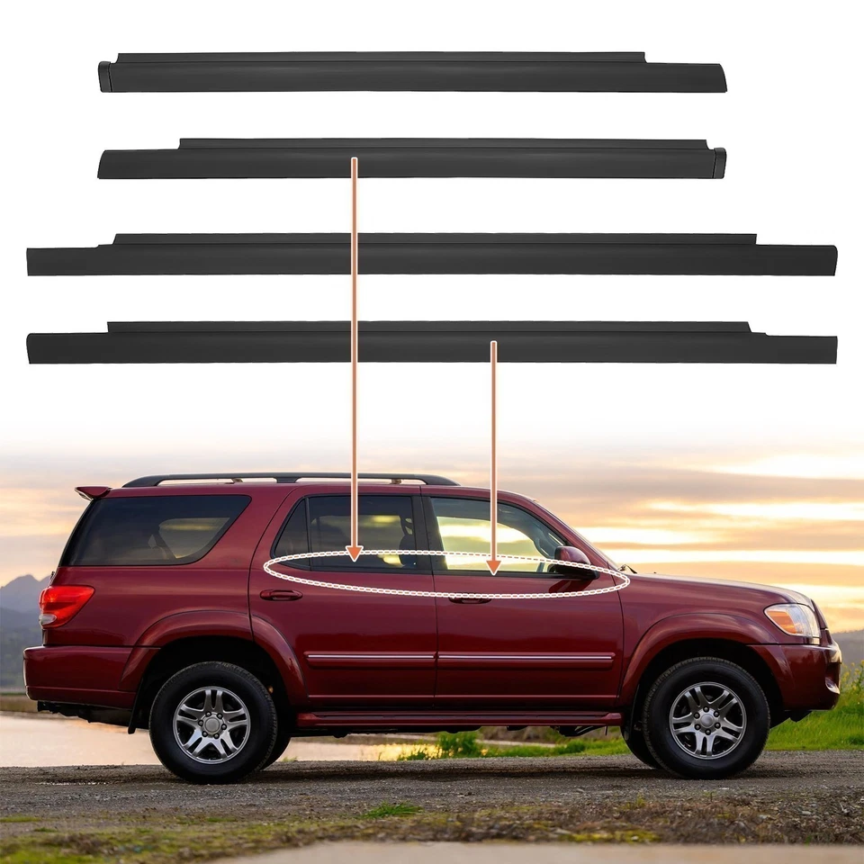 4Pcs For 2000-2006 Toyota Tundra Double Cab Weatherstrip Outer Lower Laetswyckcv - Image 2 of 4