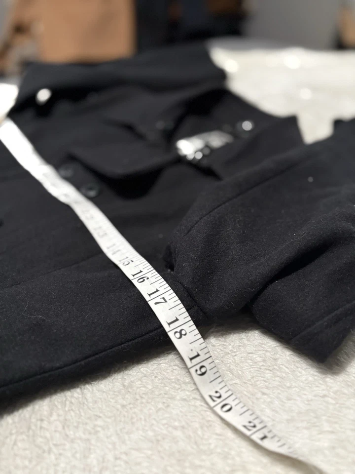 G Star Raw Womens Black Peacoat Wool Blend Jacket Size Medium Belt Coat Double - Image 3 of 4