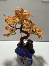 Aquarium Plants Tree - Artificial Plastic Fish Tank Decor, Realistic Orange