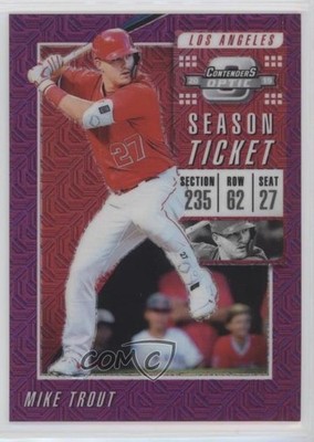 2019 Panini Chronicles Contenders Optic Purple Mojo Prizm 29/75 Mike Trout qf6