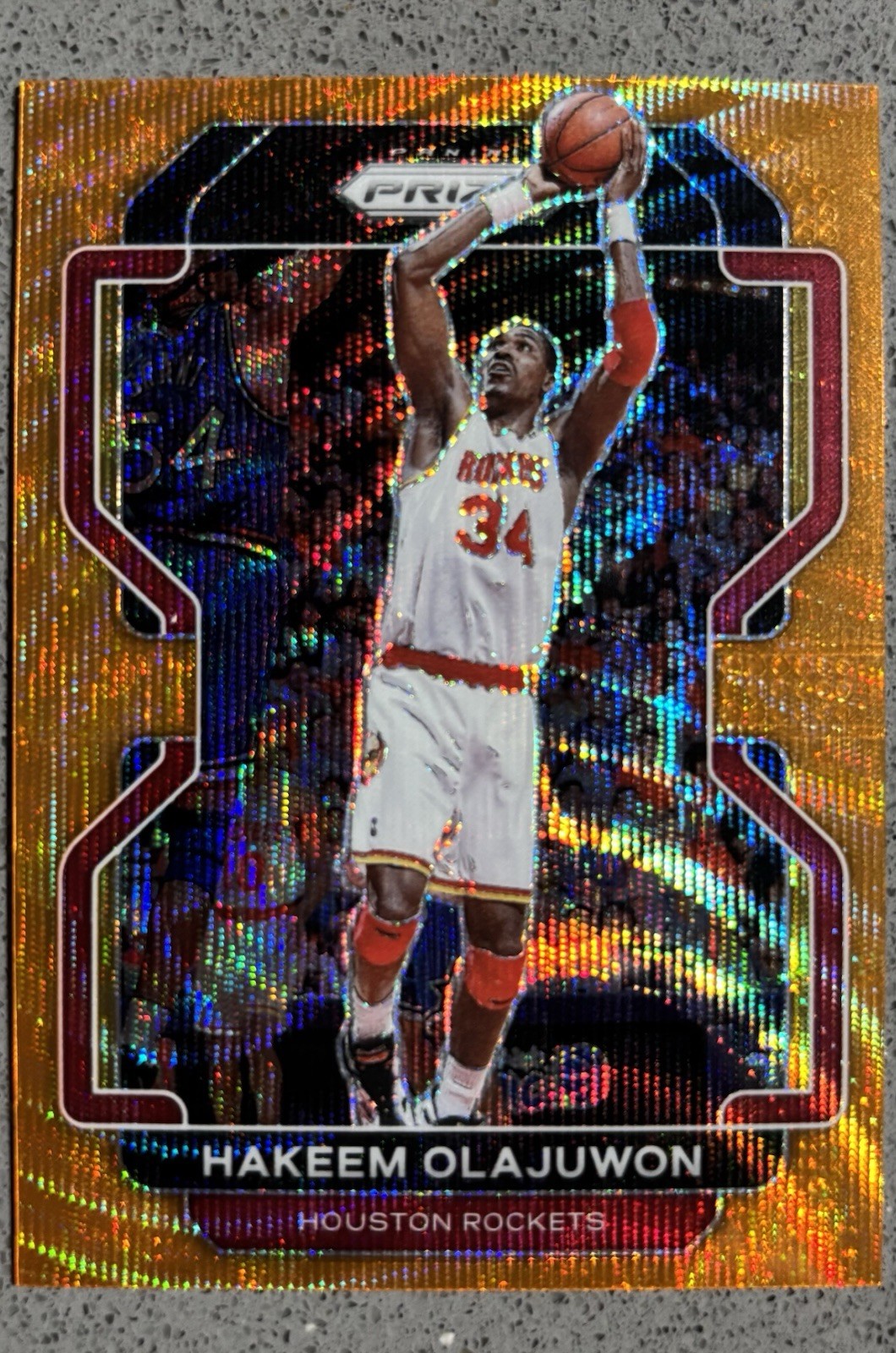 Hakeem Olajuwon 2021 Panini Prizm Orange Wave #265 Serial Numbered 29/60