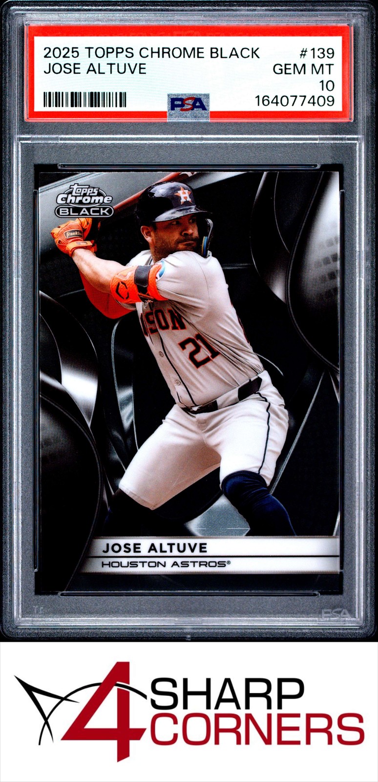 2025 TOPPS CHROME BLACK #139 JOSE ALTUVE POP 2 PSA 10